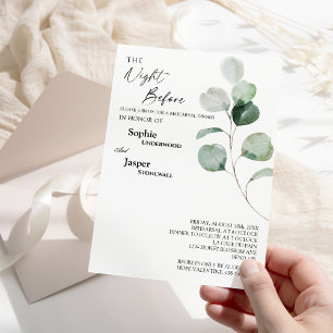 Modern Grey White Natt före repetition Inbjudningar