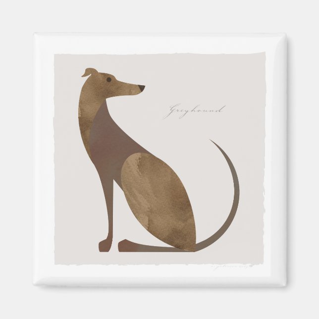 Modern Greyhound Porträtt Magnet (Framsidan)