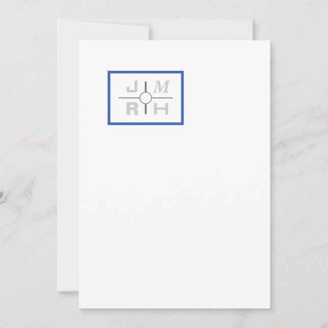 Modern Grid Blue Wedding-inbjudan Inbjudningar (Framsida)