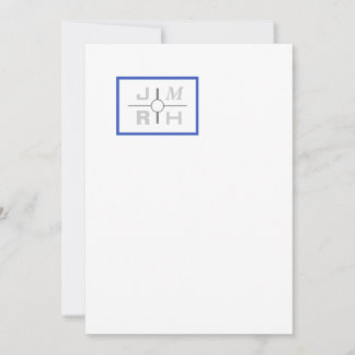 Modern Grid Blue Wedding-inbjudan Inbjudningar