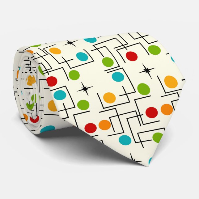 Modern Grid Mönster-Gulten i mitten av århundradet Slips (Rullad)