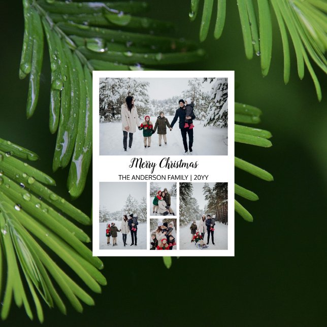 Modern Grid Photo God jul Helg Vykort (Modern Grid Photo Merry Christmas Holiday Postcard)