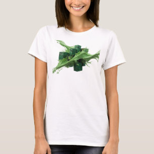 Modern Grön Abstrakt Kuber Grafisk Design T Shirt