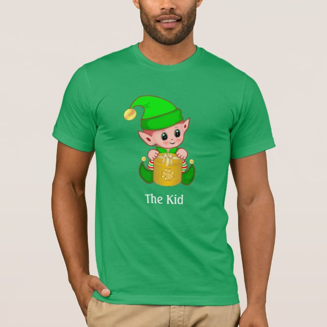 Modern Grön Alv & Personlig Text T Shirt (Framsida)