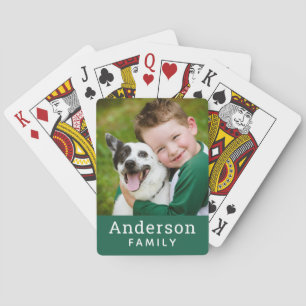 Modern Grön Anpassad Familjenamn Foto Casinokort