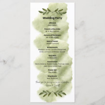 Modern Grön Blad Minimalistisk Bröllopsprogram