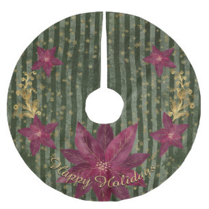 Modern grön blommande julstjärna personligt meddel julgransmatta borstad polyester