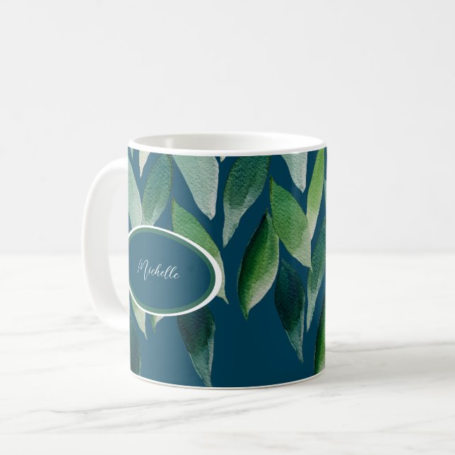 Modern Grön Bohemisk Natur Kaffemugg (Framsida vänster)