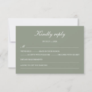 Modern Grön Boho Bröllop Enkel Elegant RSVP OSA Kort