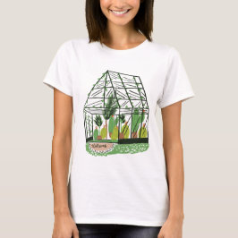 Modern Grön Botanisk Grön Hus Rosa T Shirt