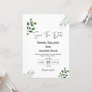 Modern Grön Bröllopsinbjudan Save The Date Inbjudningar