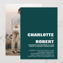 Modern Grön Bröllopsmottagning Inbjudningar
