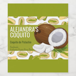 Modern Grön Coquito de Pistachio Flasketikett Vinflaska Etikett