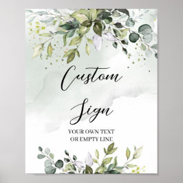 Modern grön eucalyptus foliage anpassningsbar-symb poster