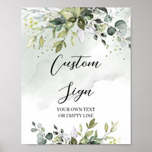 Modern grön eucalyptus foliage anpassningsbar-symb poster