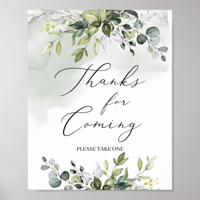 Modern grön eukalyptus tack för att du kommer med  poster (Framsidan)