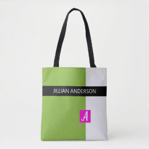 Modern Grön Färgbalanserad Monogram Tygkasse