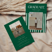 Modern Grön Fet 2-Foto Randig Examenfest