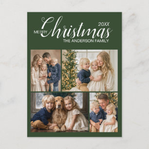 Modern Grön Flervånings Familj Foto God Jul Vykort