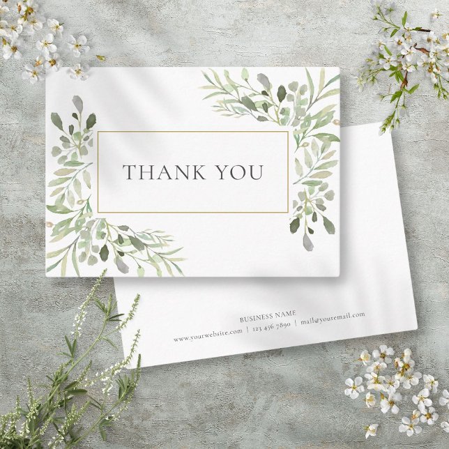 Modern Grön Floral Affärs Tacksamhet Rabattkort (Modern Greenery Floral Business Thank You Referral Card)