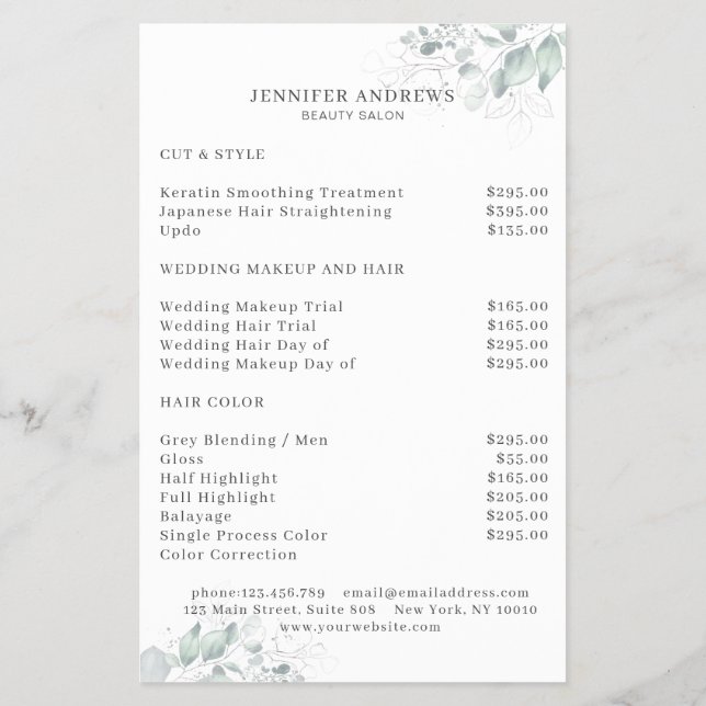 Modern, grön Flyer (Baksidan)