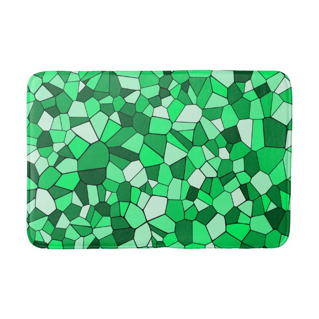 Modern grön geometrisk mosaikmönster badrumsmatta (Framsidan)