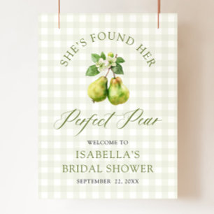 Modern Grön Gingham Perfekt Par Bröllopsdusch Poster