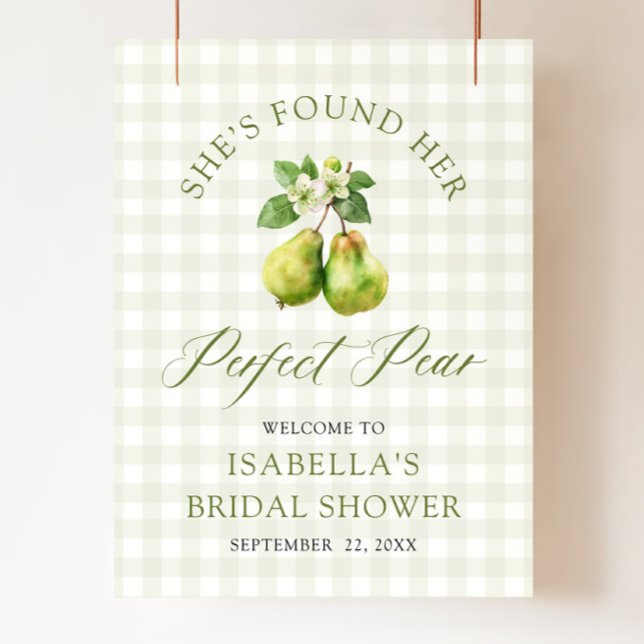 Modern Grön Gingham Perfekt Par Bröllopsdusch Poster (Modern Green Gingham Perfect Pair Bridal Shower Foam Board)