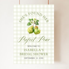 Modern grön gingham perfekt päron bröllopsdusch poster
