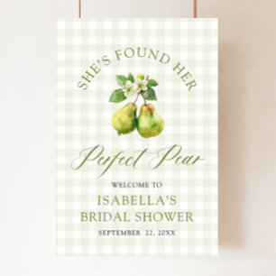 Modern grön gingham perfekt päron bröllopsdusch poster