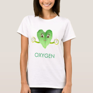 Modern Grön Glad Hjärtformad Blad T Shirt