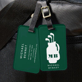 Modern grön golf sport monogram bagagebricka