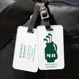 Modern Grön Golf Sport Monogram Bagagebricka