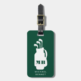 Modern grön golf sport monogram bagagebricka