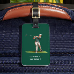Modern Grön Golfare Sport Bagagebricka