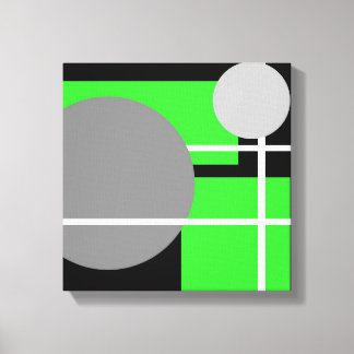 Modern Grön Grå Svart Vit - Lindad Canvas