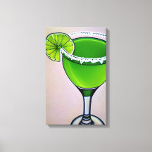 Modern Grön Groovy Flytande Margarita Konst Stor