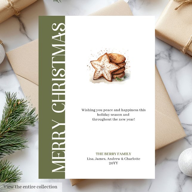 Modern Grön Guld Julhälsningar Digital Kort (Modern Green Gold Holiday Greetings Digital Card)