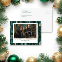 Modern Grön & Guld Träd Jul Postkort
