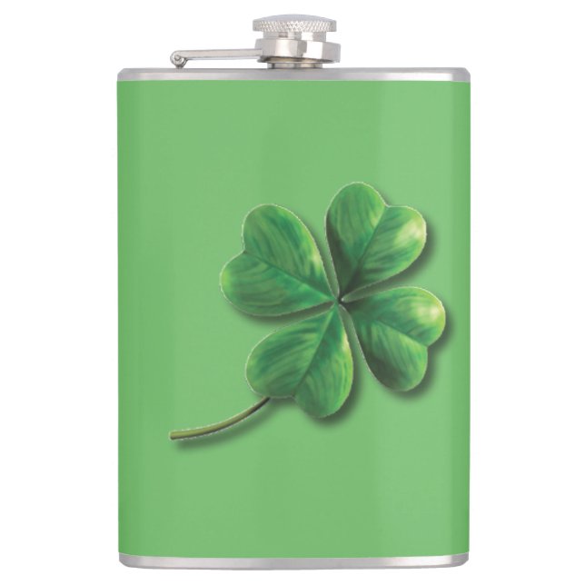 Modern grön irländsk shamrock fickplunta (Framsidan)
