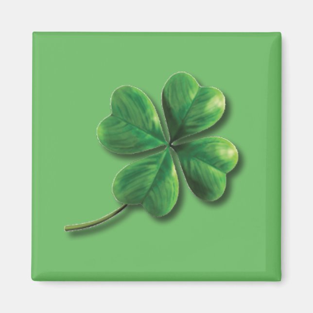 Modern grön irländsk shamrock magnet (Framsidan)