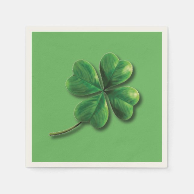 Modern grön irländsk shamrock pappersservett (Framsidan)