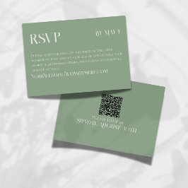Modern Grön Klassisk Bröllops-RSVP med QR-kod OSA Kort