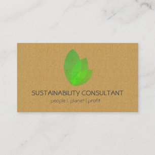 Modern grön konsulent för lövlogotypsustainabil visitkort