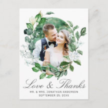 Modern Grön Krans Foto Bröllop Tack