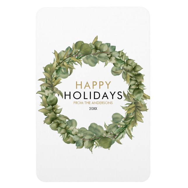 Modern grön krans God Jul jul Magnet (Vertikal)
