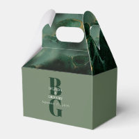 Modern grön marmor monogram bröllop  