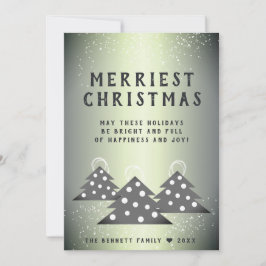 Modern Grön Metallisk Julgran Gladast Julkort