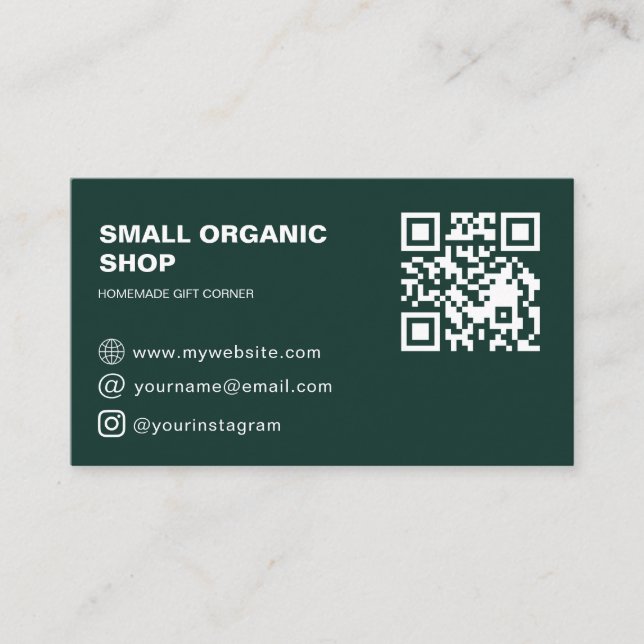 Modern Grön Minimal QR Affärsidentitet Visitkort (Framsida)