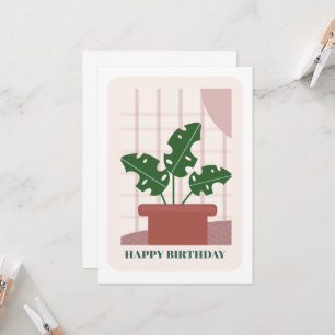 Modern Grön Monstera Blad Växt Födelsedagskort Kort